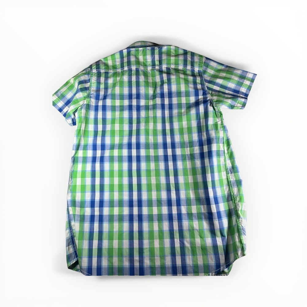 Tommy Hilfiger Boys Green & Blue Plaid Short-Sleeve Shirt - Picture 6 of 6